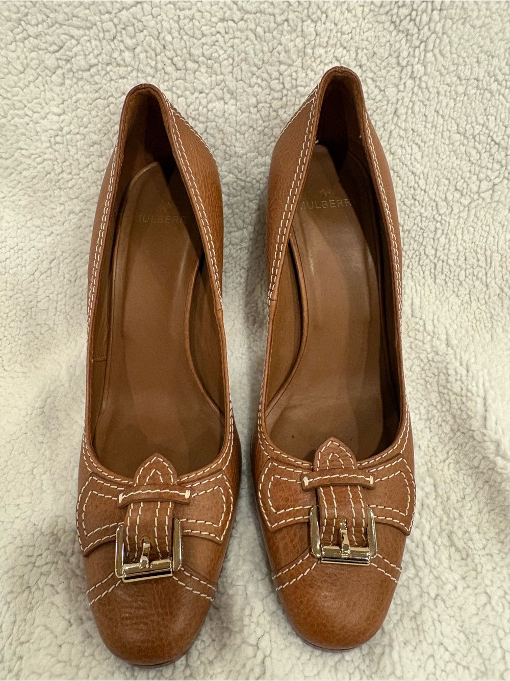 Mulberry Buckle Heels Leather Brown Size 9